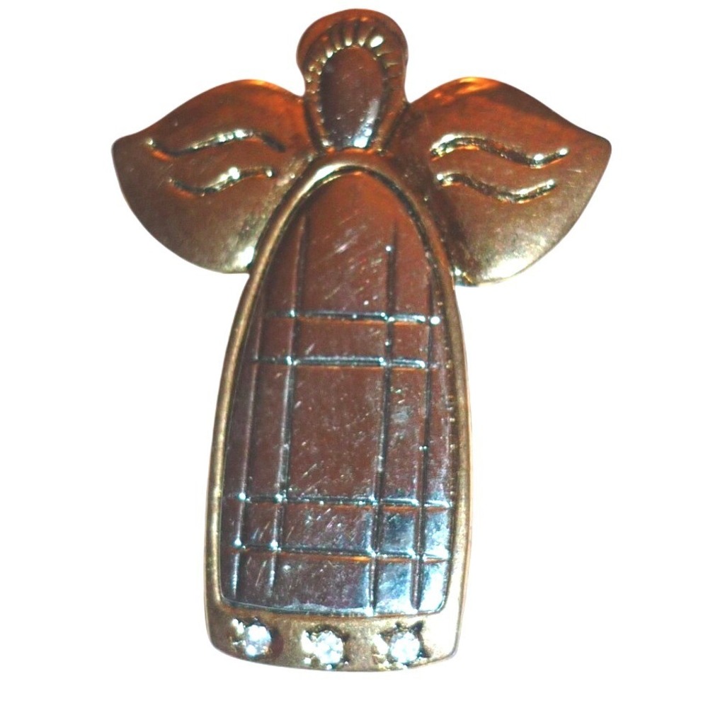 Vintage LIA Sophia Guardian Angel Brooch Pin Gold Tone Rhinestones Signed